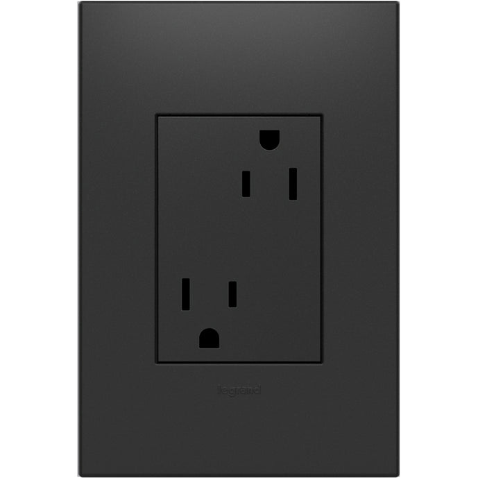 Legrand - ARTR153G4 - 15A Dual Tamper-Resistant Plus-Size Outlet - adorne - Graphite