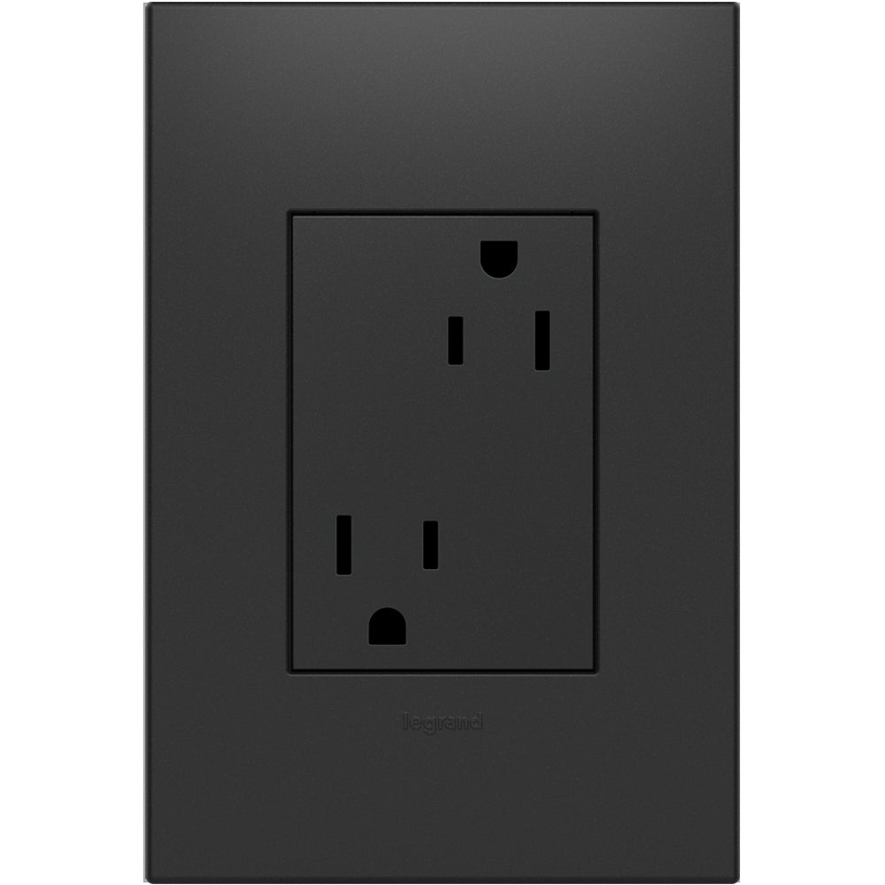 Legrand - ARTR153G4 - 15A Dual Tamper-Resistant Plus-Size Outlet - adorne - Graphite