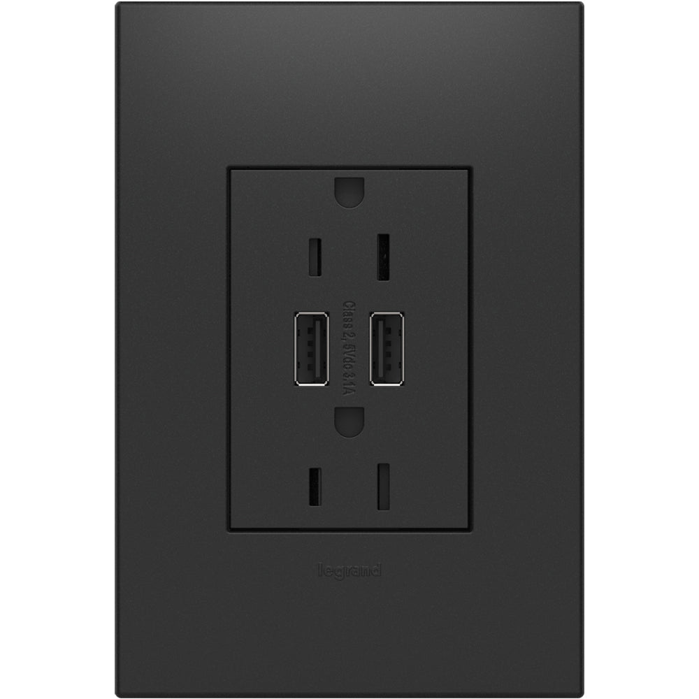 Legrand - ARTRUSB153G4 - Dual Usb Plus-Size Outlet Combo - Adorne - Graphite