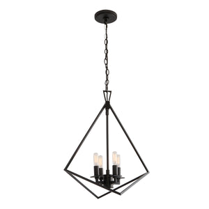 Norwell Lighting - 5388-MB-NG - Four Light Chandelier - Trapezoid Cage - Matte Black