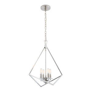 Norwell Lighting - 5388-PN-NG - Four Light Chandelier - Trapezoid Cage - Polished Nickel