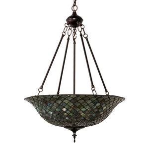 Meyda Tiffany - 135825 - Three Light Pendant - Tiffany Fishscale - Mahogany Bronze