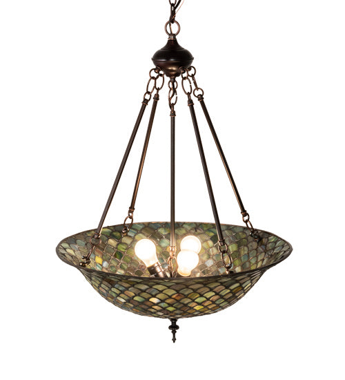 Meyda Tiffany - 135825 - Three Light Pendant - Tiffany Fishscale - Mahogany Bronze