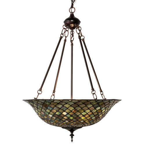 Meyda Tiffany - 135825 - Three Light Pendant - Tiffany Fishscale - Mahogany Bronze