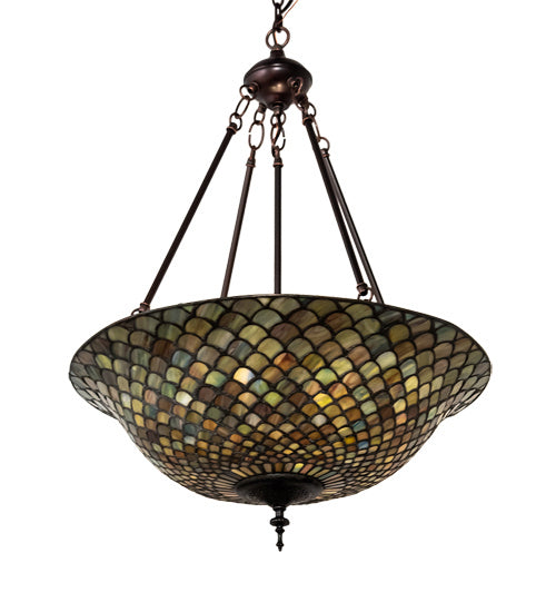 Meyda Tiffany - 135825 - Three Light Pendant - Tiffany Fishscale - Mahogany Bronze