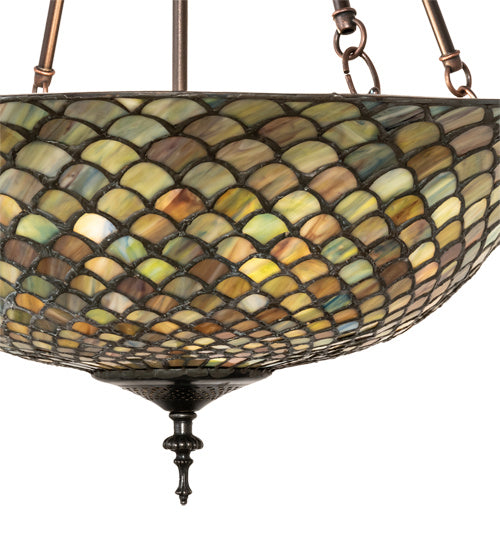 Meyda Tiffany - 135825 - Three Light Pendant - Tiffany Fishscale - Mahogany Bronze