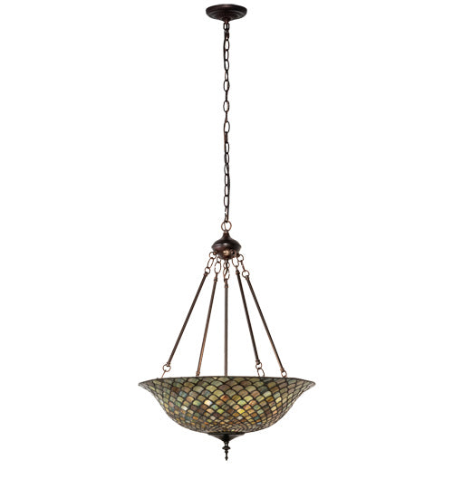 Meyda Tiffany - 135825 - Three Light Pendant - Tiffany Fishscale - Mahogany Bronze