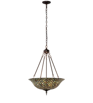 Meyda Tiffany - 135825 - Three Light Pendant - Tiffany Fishscale - Mahogany Bronze