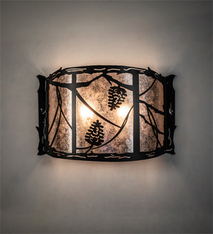 Meyda Tiffany - 229135 - Two Light Wall Sconce - Whispering Pines - Solar Black