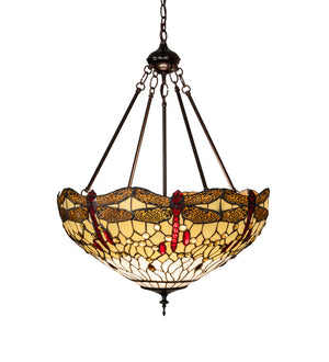 Meyda Tiffany - 231114 - Three Light Pendant - Tiffany Hanginghead Dragonfly - Mahogany Bronze