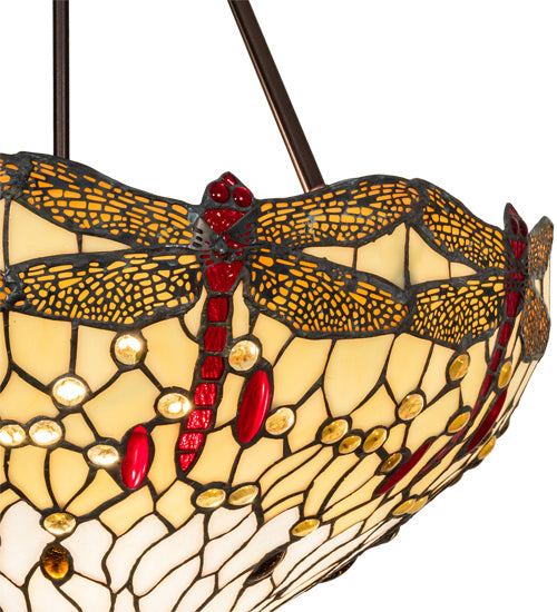 Meyda Tiffany - 231114 - Three Light Pendant - Tiffany Hanginghead Dragonfly - Mahogany Bronze