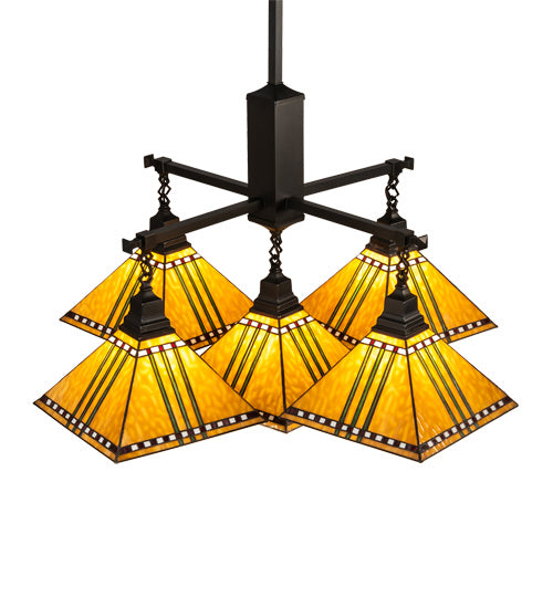 Meyda Tiffany - 231650 - Five Light Chandelier - Prairie Corn - Craftsman Brown