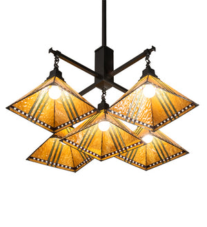 Meyda Tiffany - 231650 - Five Light Chandelier - Prairie Corn - Craftsman Brown