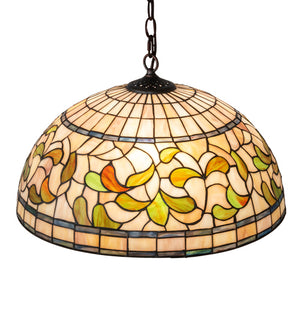 Meyda Tiffany - 232183 - Three Light Pendant - Tiffany Turning Leaf - Mahogany Bronze