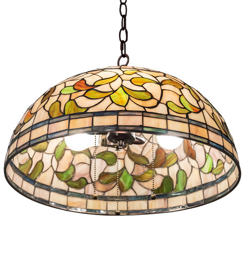 Meyda Tiffany - 232183 - Three Light Pendant - Tiffany Turning Leaf - Mahogany Bronze