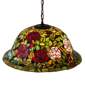 Meyda Tiffany - 46583 - Three Light Pendant - Tiffany Rosebush - Mahogany Bronze