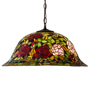 Meyda Tiffany - 46583 - Three Light Pendant - Tiffany Rosebush - Mahogany Bronze