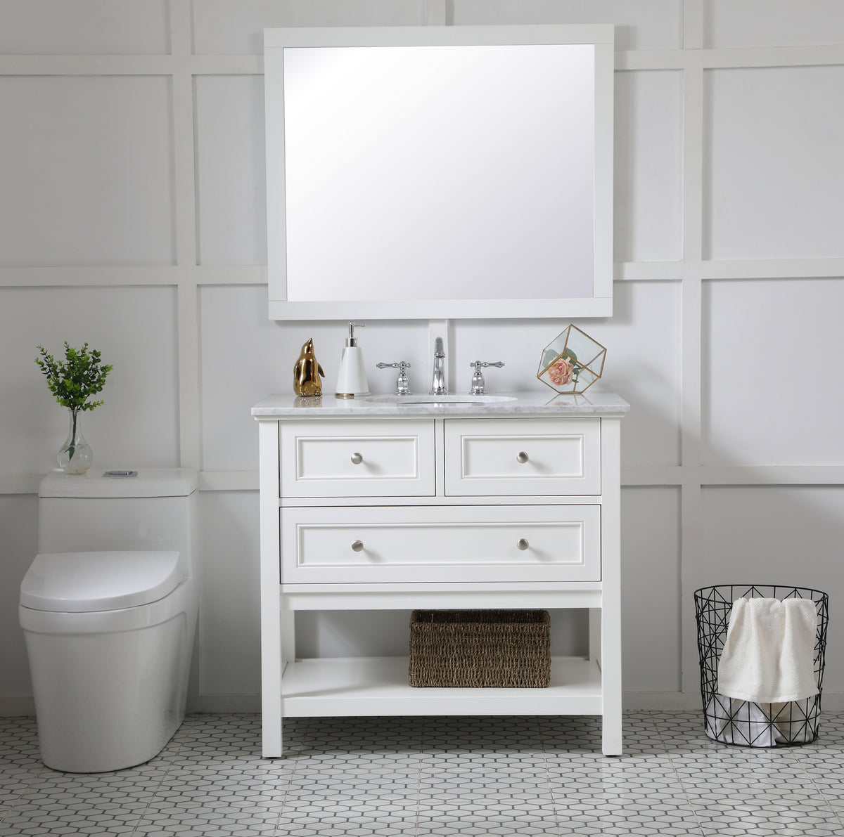 Elegant Lighting - VM23036WH - Mirror - Aqua - White