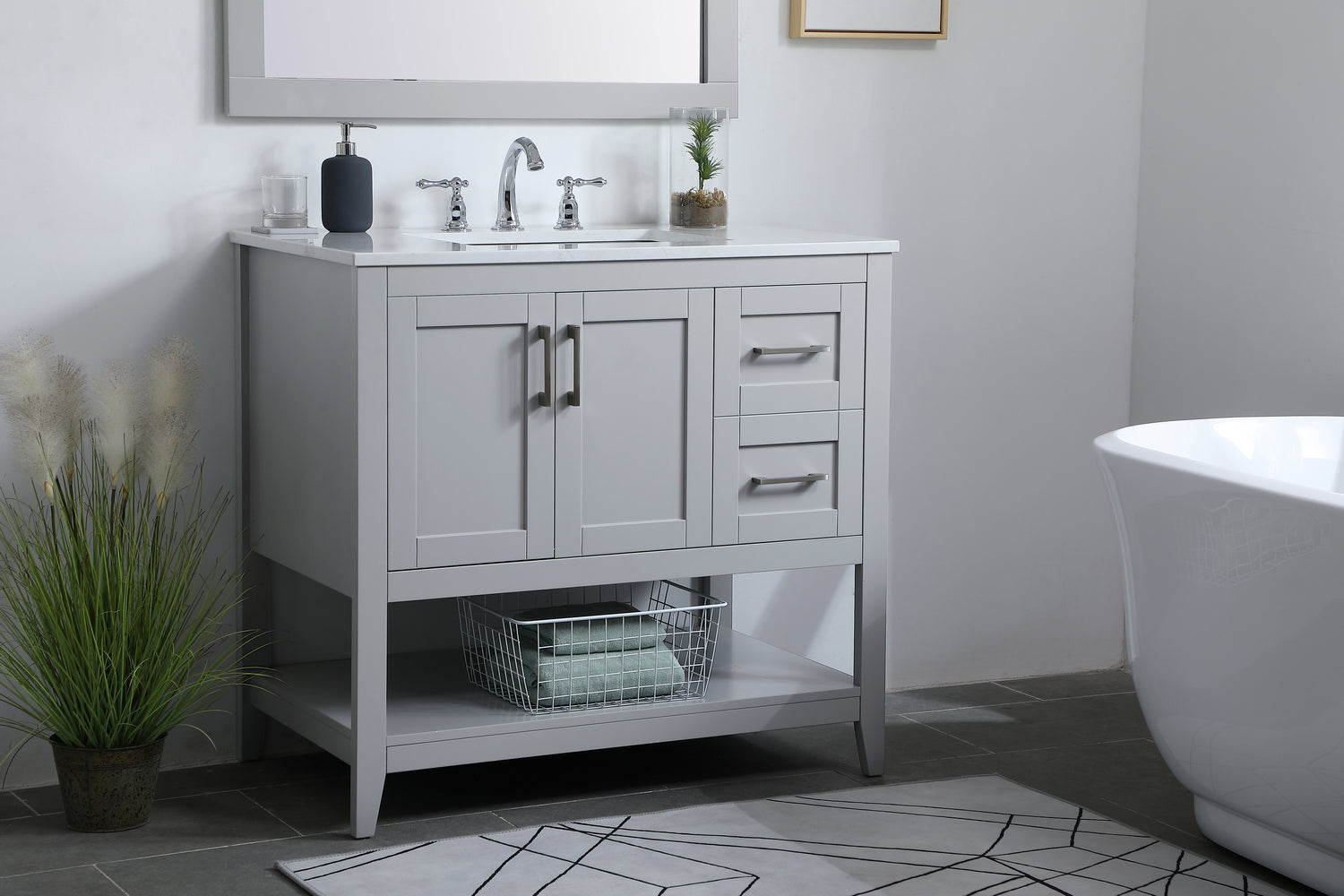 Elegant Lighting - VF16036GR - Single Bathroom Vanity - aubrey - Grey