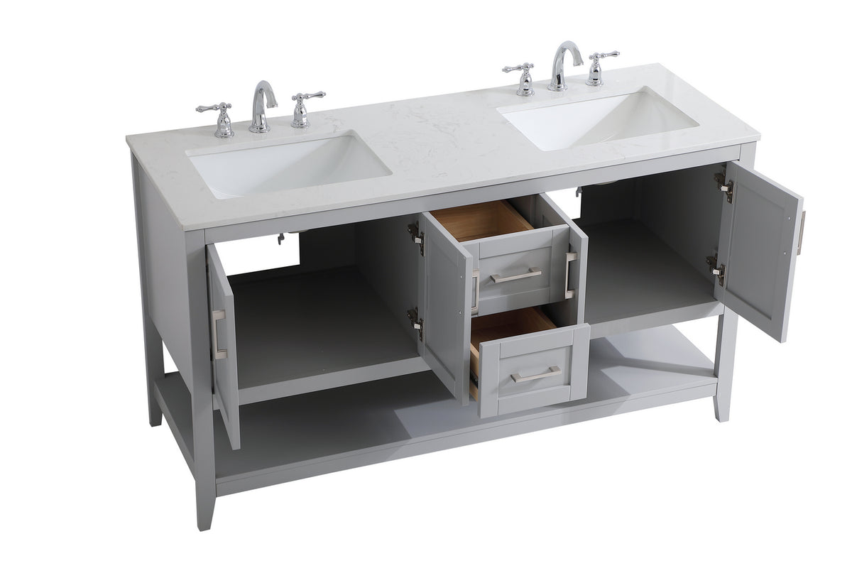 Elegant Lighting - VF16060DGR - Double Bathroom Vanity - aubrey - Grey