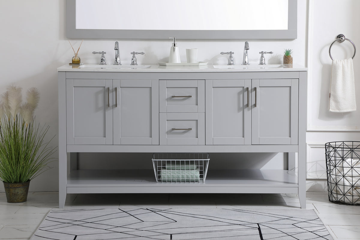 Elegant Lighting - VF16060DGR - Double Bathroom Vanity - aubrey - Grey