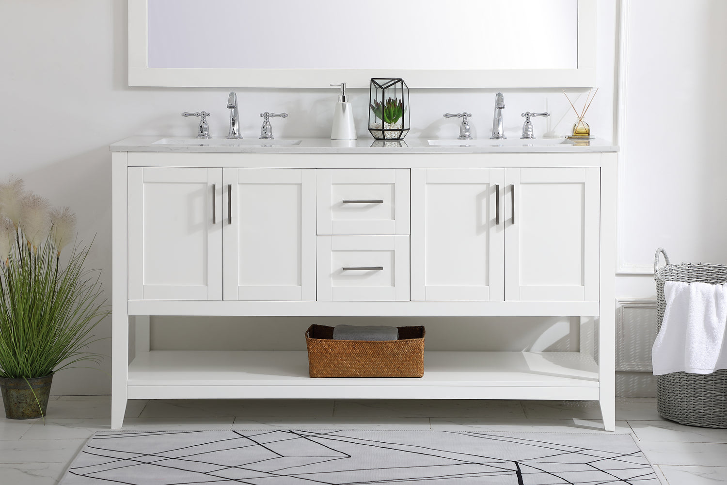 Elegant Lighting - VF16060DWH - Double Bathroom Vanity - aubrey - White