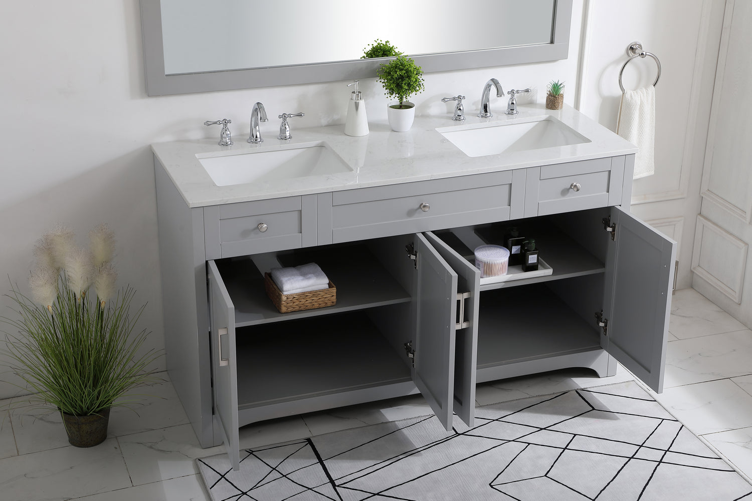 Elegant Lighting - VF17060DGR - Double Bathroom Vanity - moore - Grey