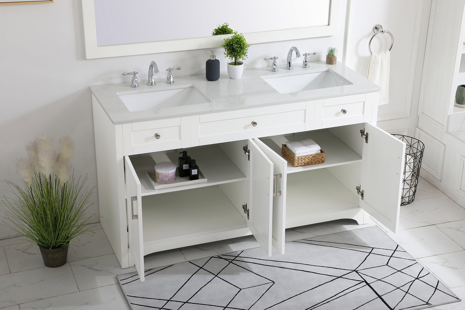 Elegant Lighting - VF17060DWH - Double Bathroom Vanity - moore - White