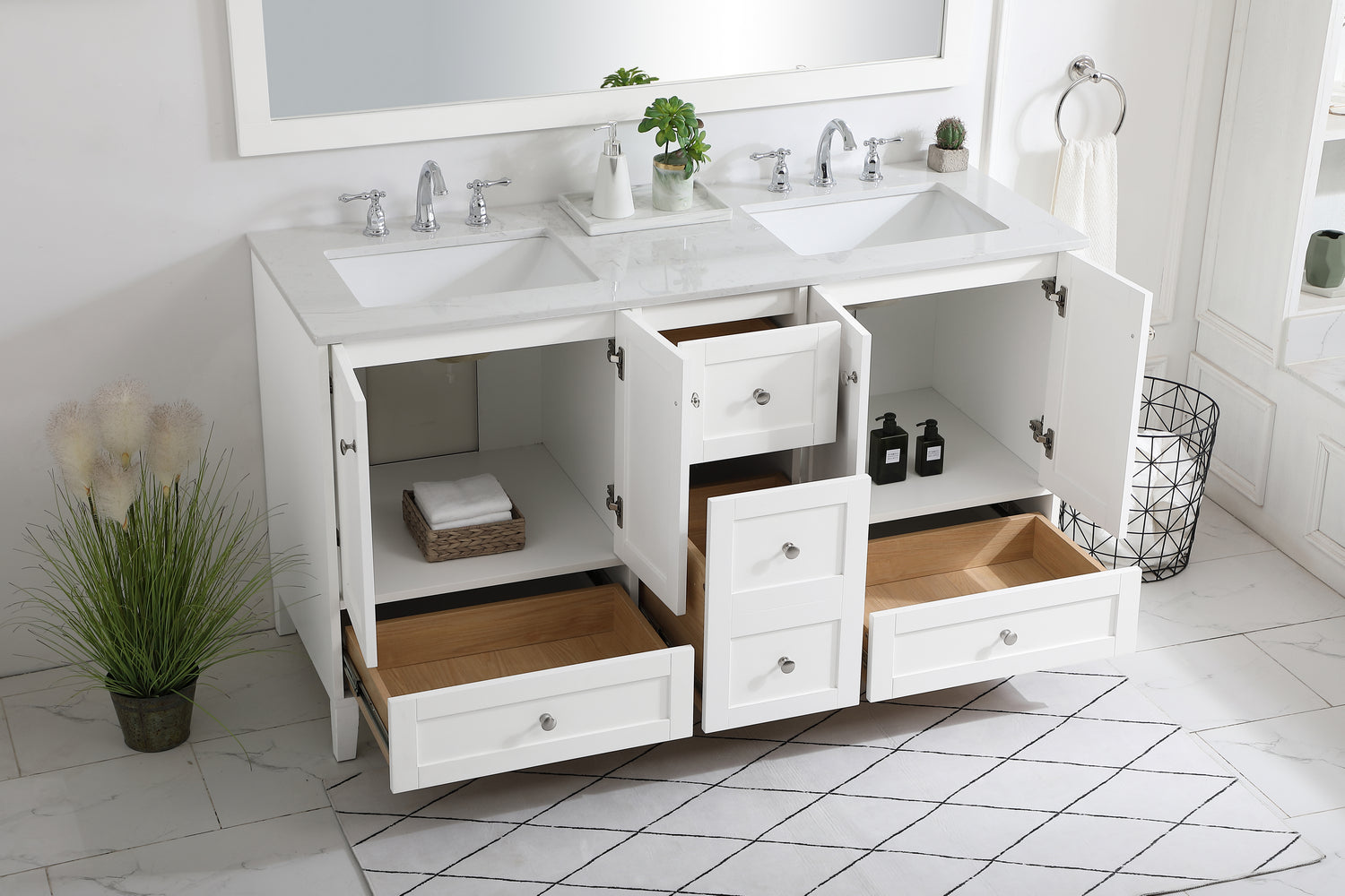 Elegant Lighting - VF18060DWH - Double Bathroom Vanity - sommerville - White