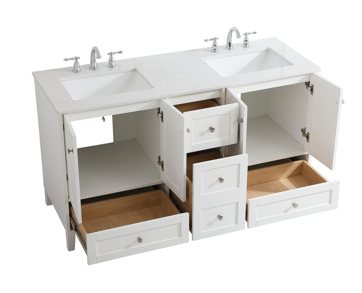 Elegant Lighting - VF18060DWH - Double Bathroom Vanity - sommerville - White