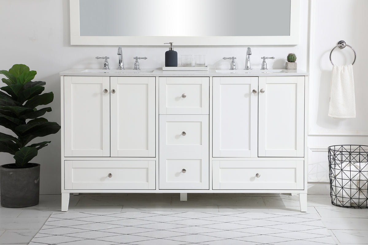 Elegant Lighting - VF18060DWH - Double Bathroom Vanity - sommerville - White