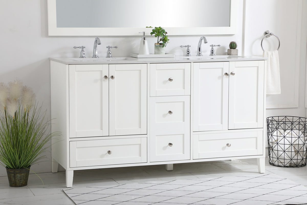 Elegant Lighting - VF18060DWH - Double Bathroom Vanity - sommerville - White