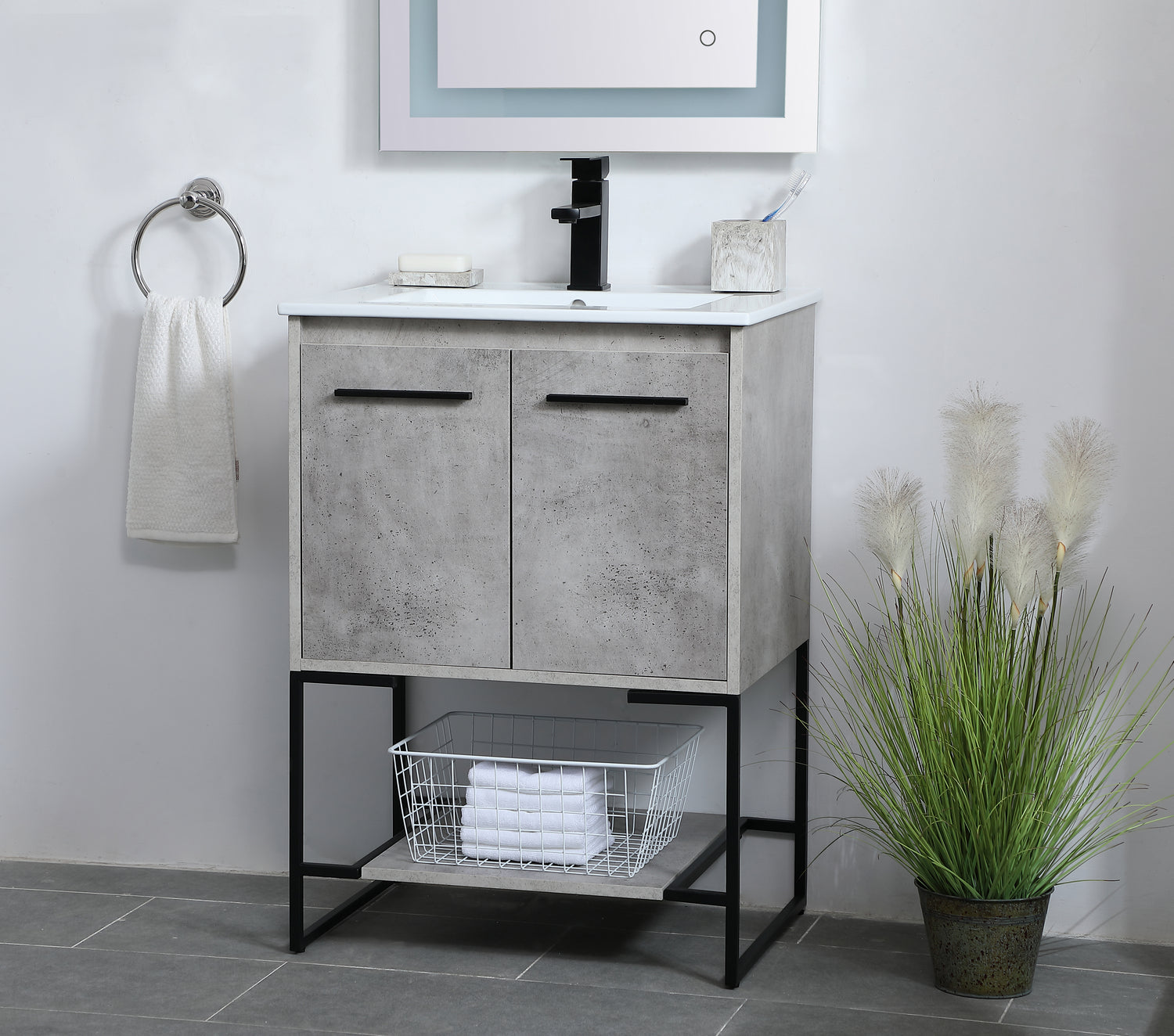 Elegant Lighting - VF42024CG - Single Bathroom Vanity - Gerard - Concrete Grey