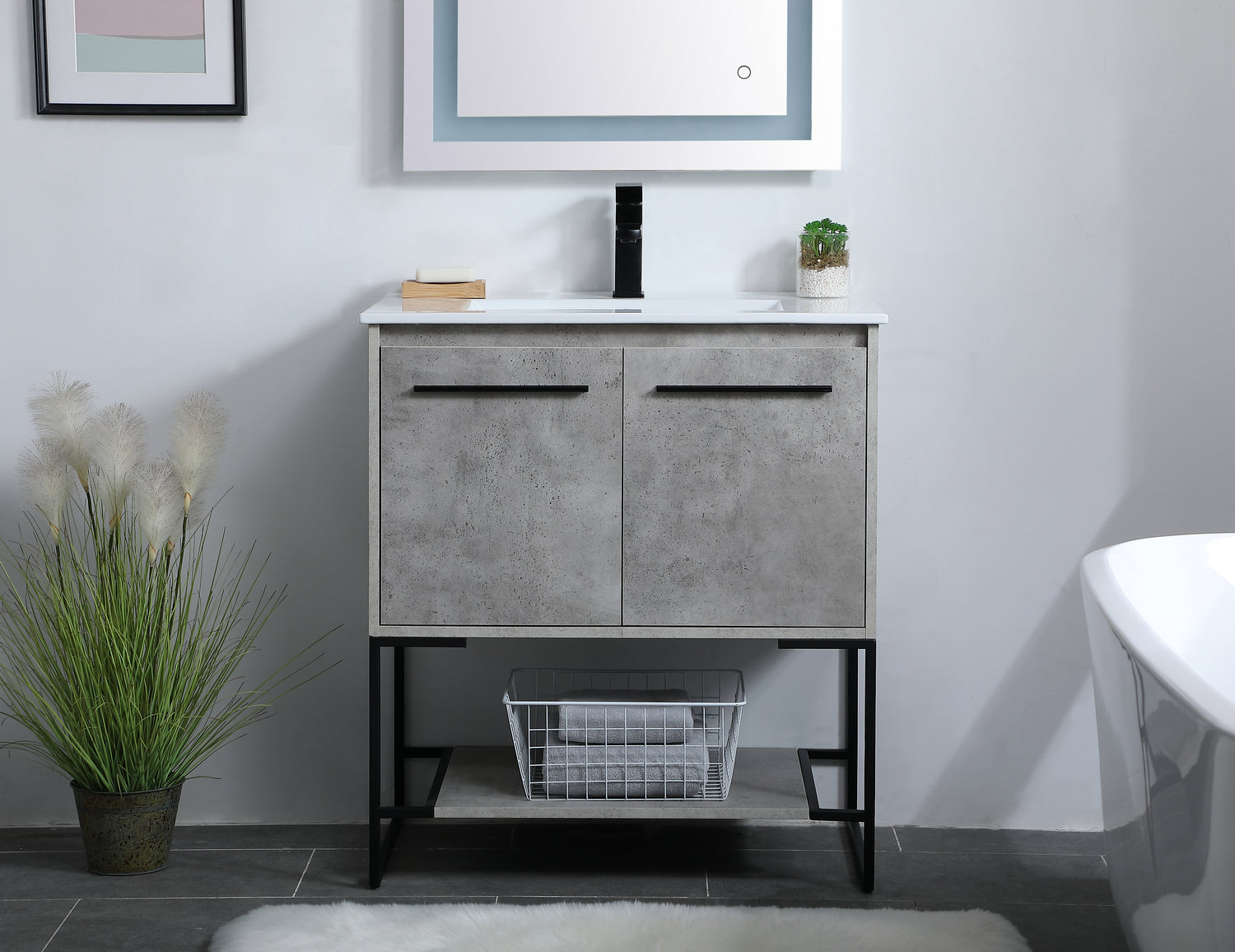 Elegant Lighting - VF42030CG - Single Bathroom Vanity - Gerard - Concrete Grey