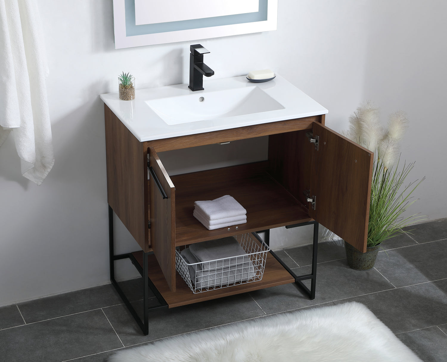 Elegant Lighting - VF42030WB - Single Bathroom Vanity - Gerard - Walnut Brown