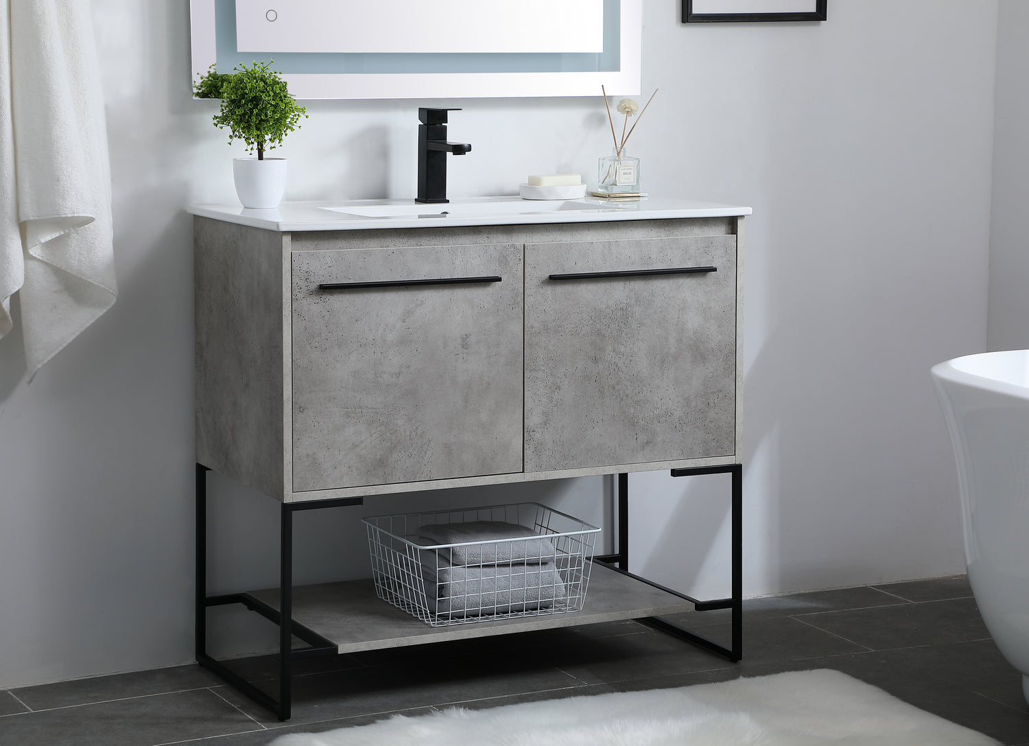 Elegant Lighting - VF42036CG - Single Bathroom Vanity - Gerard - Concrete Grey