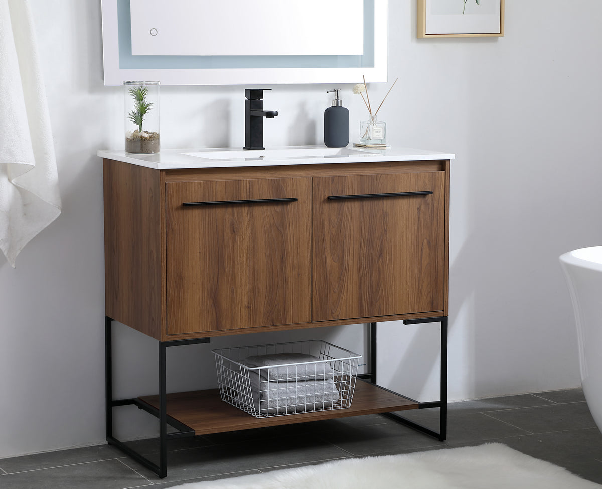 Elegant Lighting - VF42036WB - Single Bathroom Vanity - Gerard - Walnut Brown
