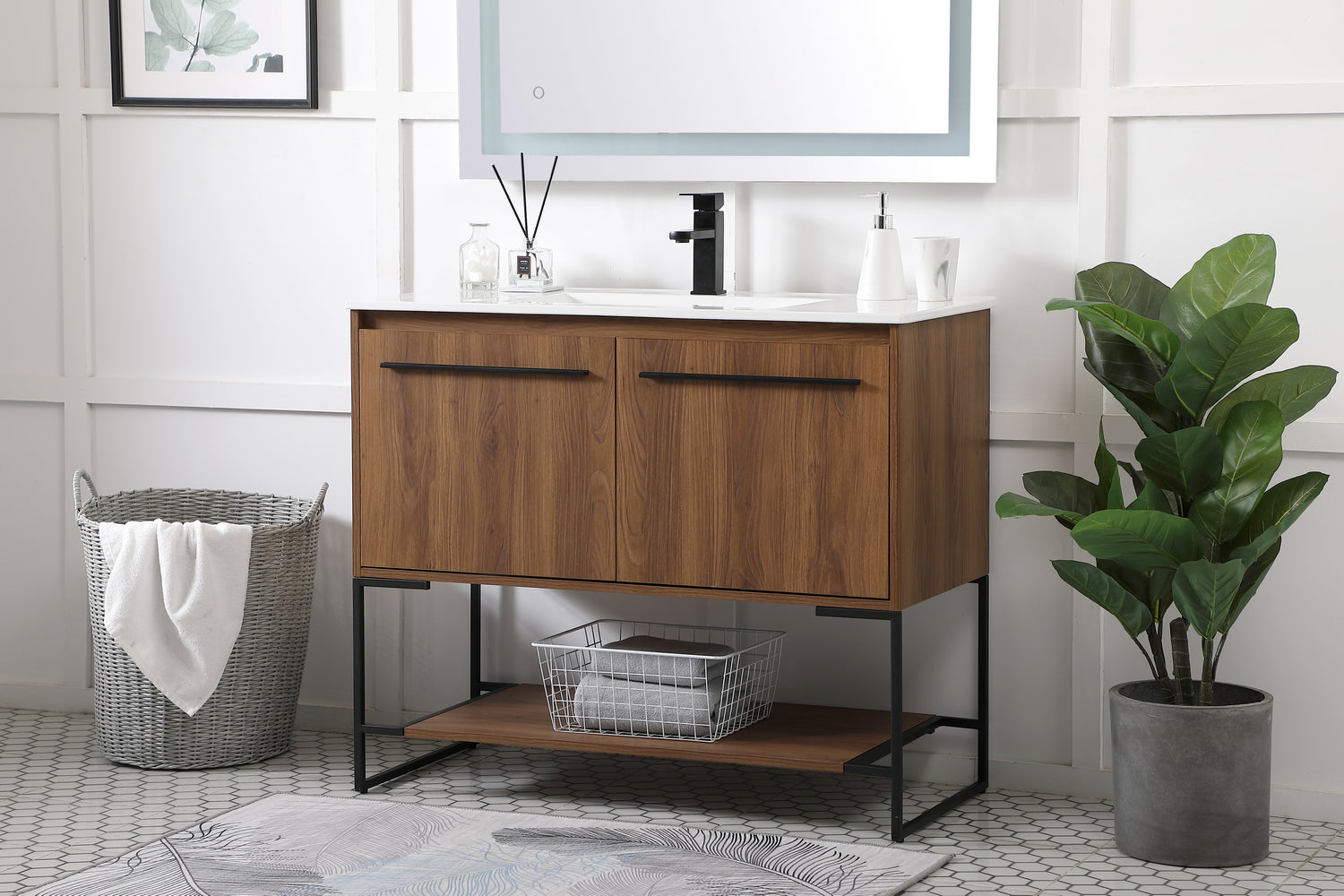 Elegant Lighting - VF42040WB - Single Bathroom Vanity - Gerard - Walnut Brown