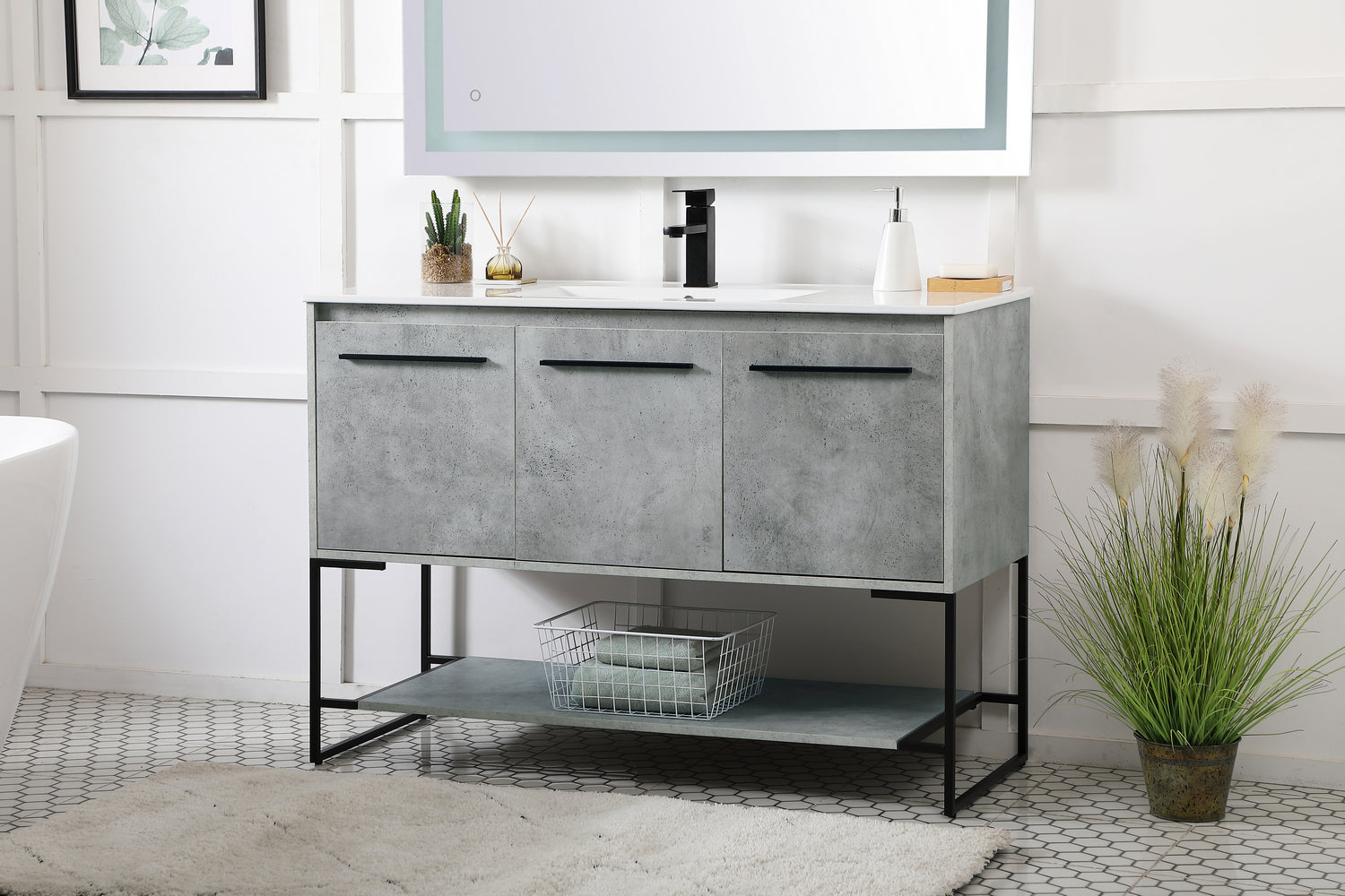 Elegant Lighting - VF42048CG - Single Bathroom Vanity - Gerard - Concrete Grey