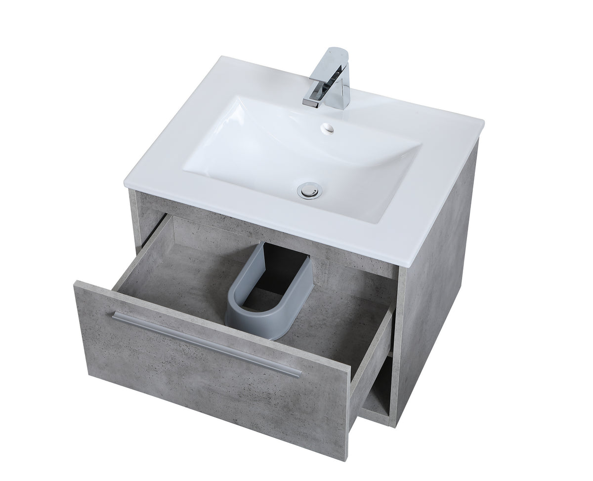 Elegant Lighting - VF43024CG - Single Bathroom Floating Vanity - Kasper - Concrete Grey