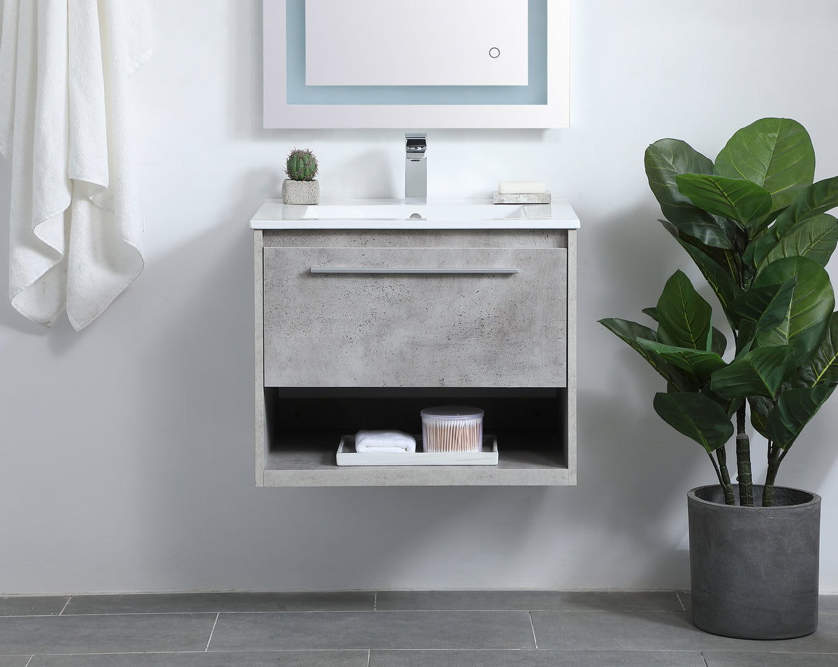 Elegant Lighting - VF43024CG - Single Bathroom Floating Vanity - Kasper - Concrete Grey