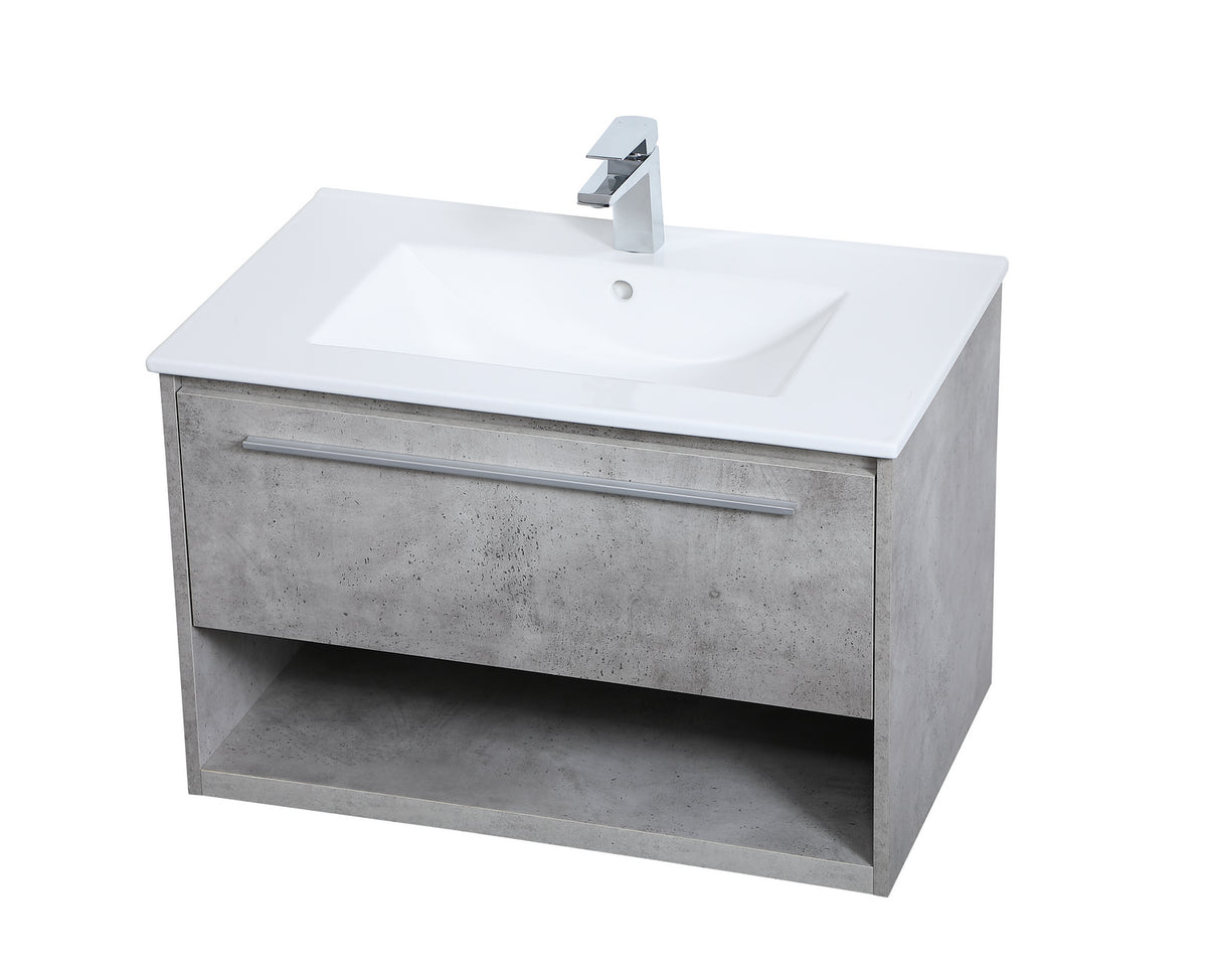 Elegant Lighting - VF43030CG - Single Bathroom Floating Vanity - Kasper - Concrete Grey