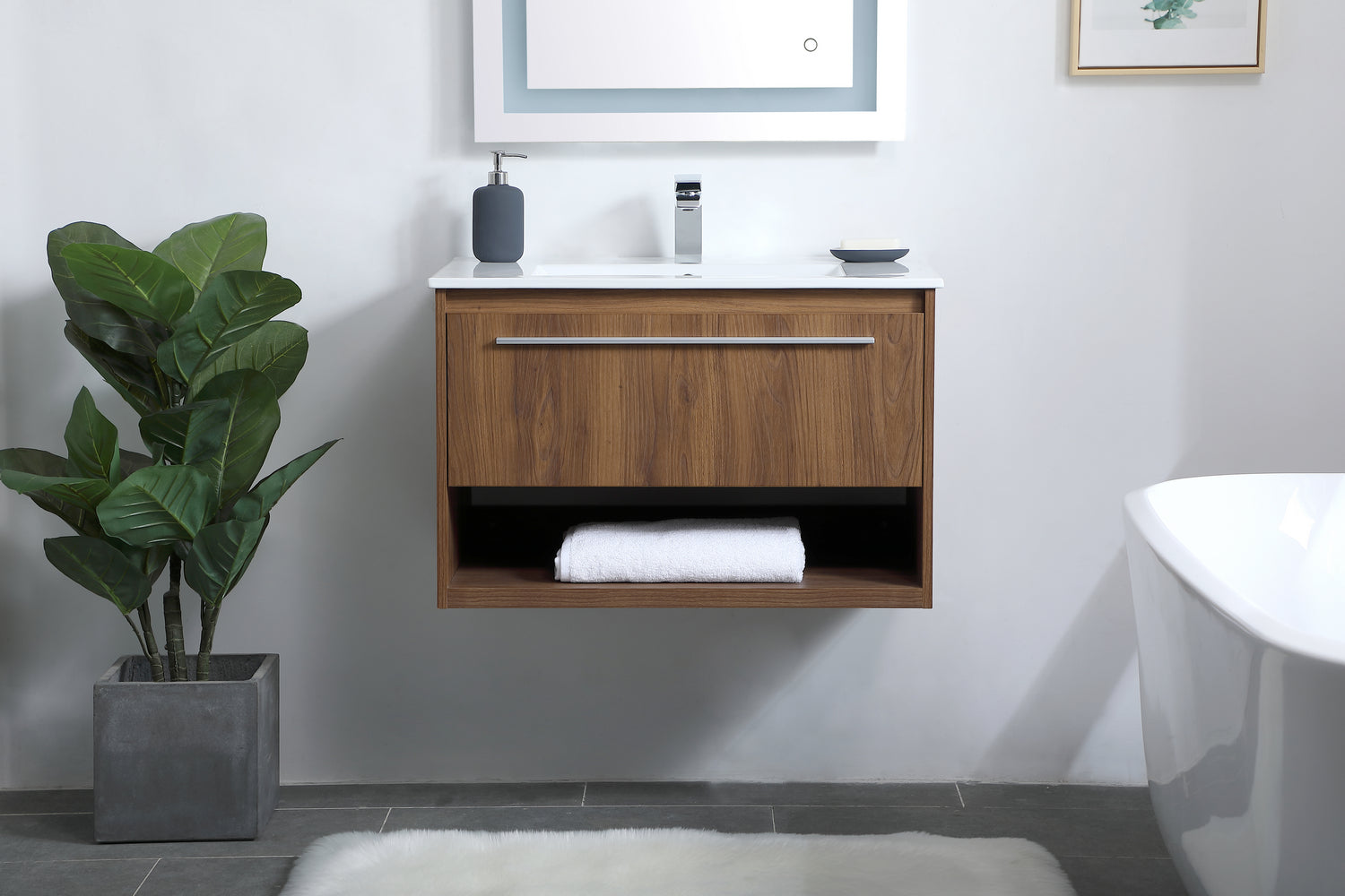 Elegant Lighting - VF43030WB - Single Bathroom Floating Vanity - Kasper - Walnut Brown