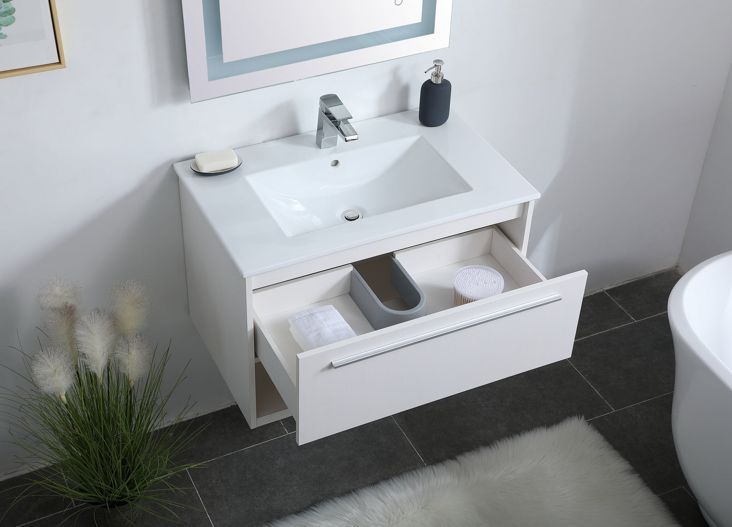 Elegant Lighting - VF43030WH - Single Bathroom Floating Vanity - Kasper - White