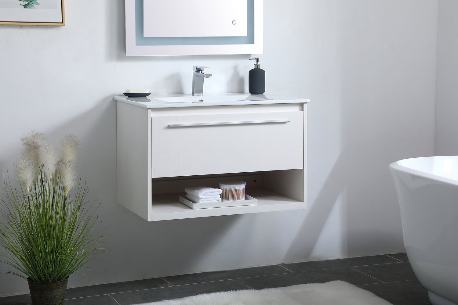 Elegant Lighting - VF43030WH - Single Bathroom Floating Vanity - Kasper - White