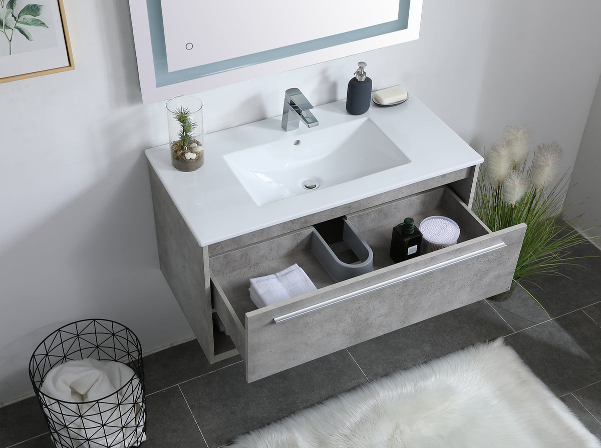 Elegant Lighting - VF43036CG - Single Bathroom Floating Vanity - Kasper - Concrete Grey