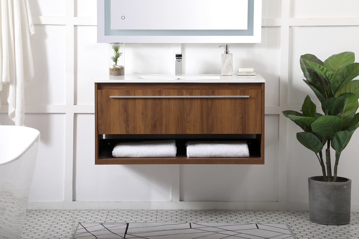 Elegant Lighting - VF43040WB - Single Bathroom Floating Vanity - Kasper - Walnut Brown