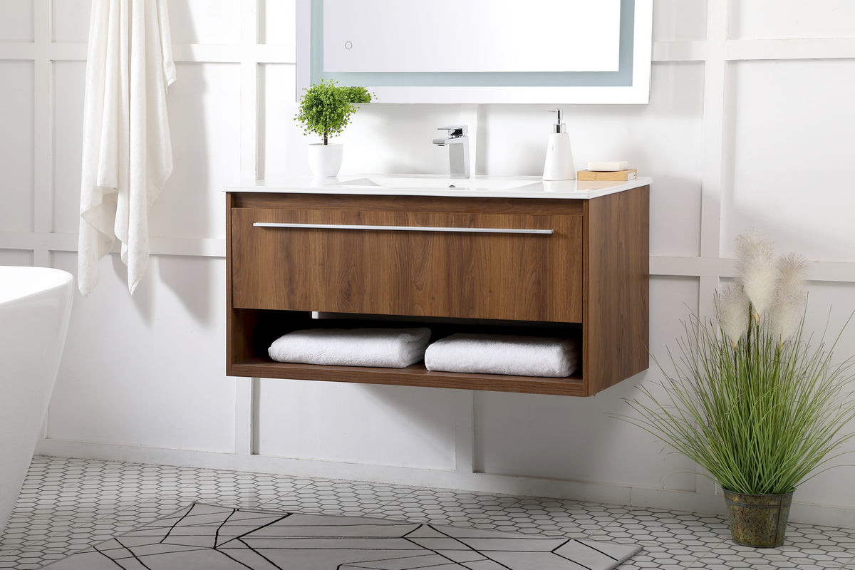 Elegant Lighting - VF43040WB - Single Bathroom Floating Vanity - Kasper - Walnut Brown