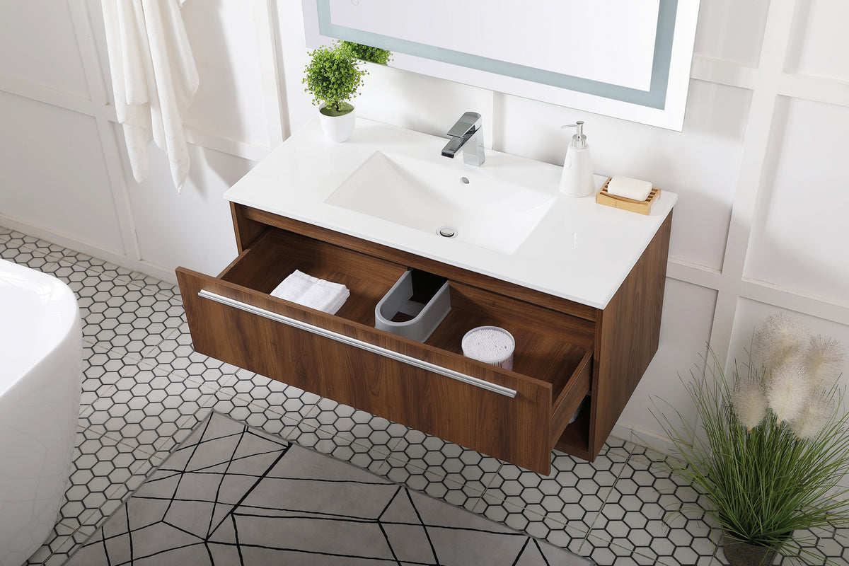 Elegant Lighting - VF43040WB - Single Bathroom Floating Vanity - Kasper - Walnut Brown