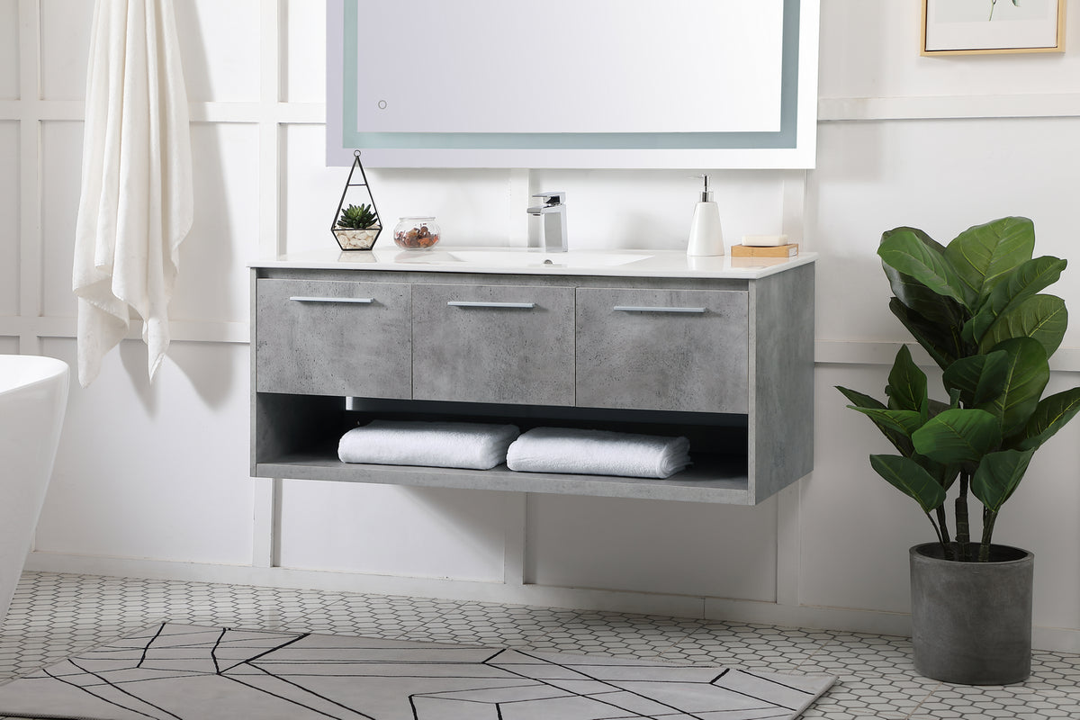 Elegant Lighting - VF43048CG - Single Bathroom Floating Vanity - Kasper - Concrete Grey